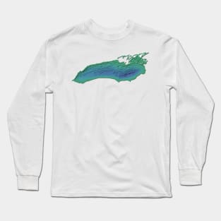 Lake Ontario Topographical Map Long Sleeve T-Shirt